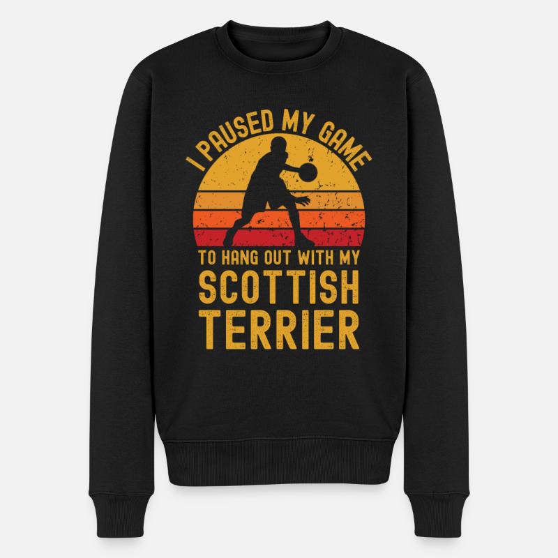 Basket-ball et Scottish Terriers - Pull Premium bio Homme - noir