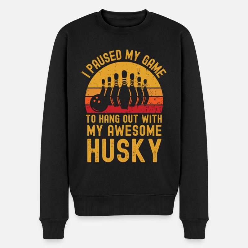 Bowling et husky - Pull Premium bio Homme - noir