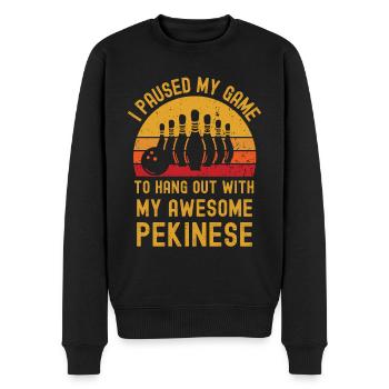 Bowling und Pekinese - Männer Premium Bio Pullover - Schwarz - Vorne - Nico (187cm)