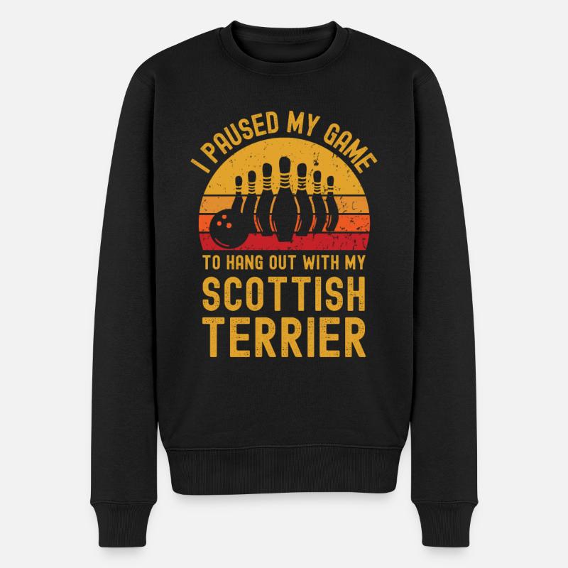 Bowling und Scottish-Terrier - Männer Premium Bio Pullover - Schwarz