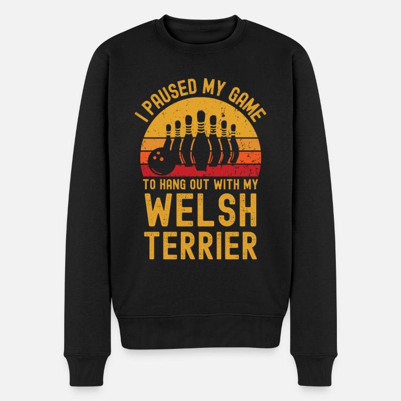 Bowling und Welsh-Terrier - Männer Premium Bio Pullover - Schwarz
