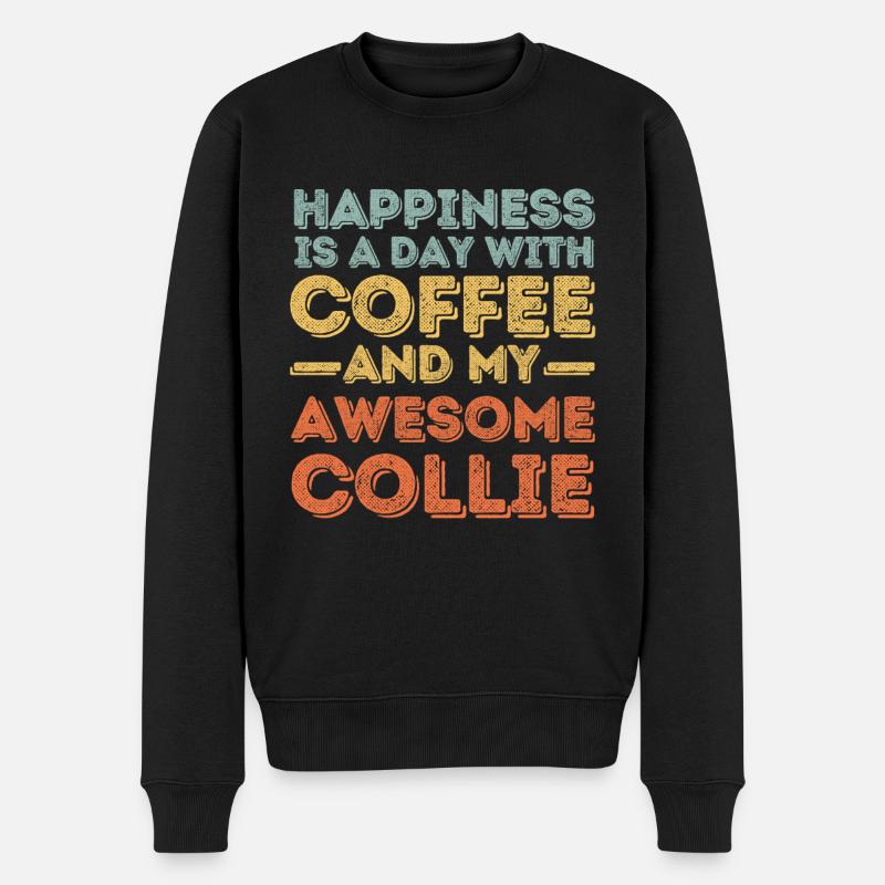 Collie Café Dog Café - Pull Premium bio Homme - noir