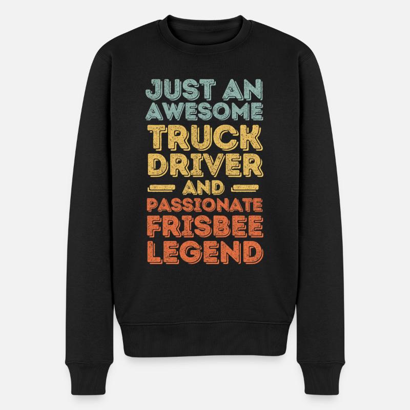 LKW-Fahrer Frisbee retro - Männer Premium Bio Pullover - Schwarz