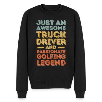 LKW-Fahrer Golfen retro - Männer Premium Bio Pullover - Schwarz - Vorne - Nico (187cm)