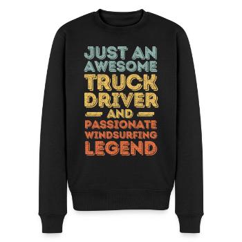 LKW-Fahrer Windsurfen retro - Männer Premium Bio Pullover - Schwarz - Vorne - Nico (187cm)
