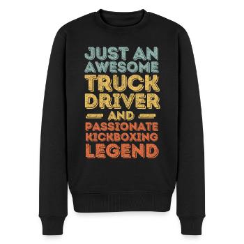 LKW-Fahrer Kickboxen retro - Männer Premium Bio Pullover - Schwarz - Vorne - Nico (187cm)