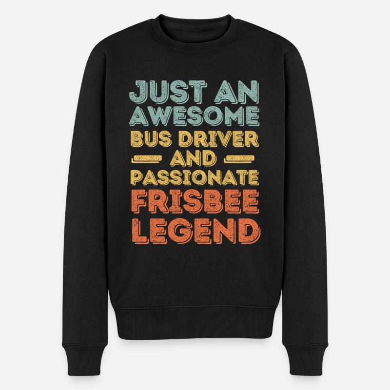 Busfahrer Frisbee retro - Männer Premium Bio Pullover - Schwarz