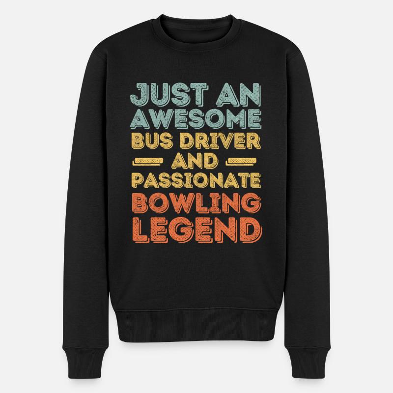 Busfahrer Bowling retro - Männer Premium Bio Pullover - Schwarz