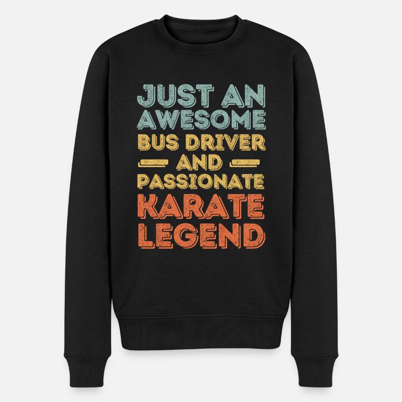 Busfahrer Karate retro - Männer Premium Bio Pullover - Schwarz