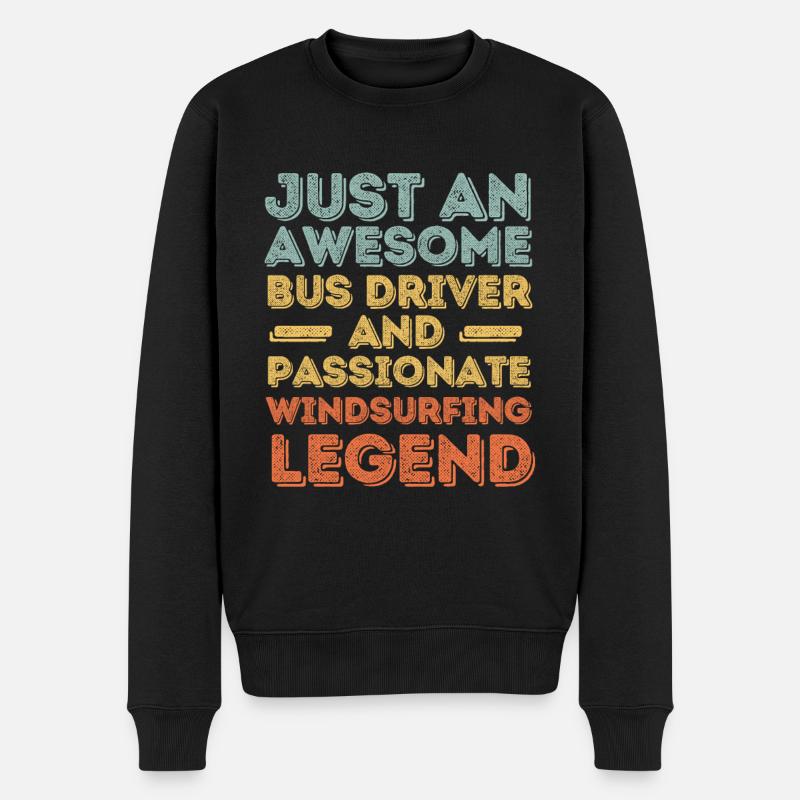 Busfahrer Windsurfen retro - Männer Premium Bio Pullover - Schwarz