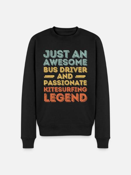 Bus driver kitesurfing retro - Men's Premium Organic Jumper - black