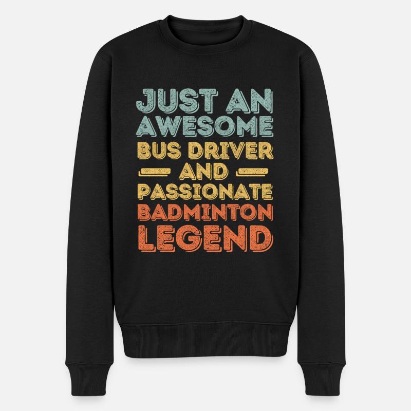 Chauffeur de bus Badminton rétro - Pull Premium bio Homme - noir