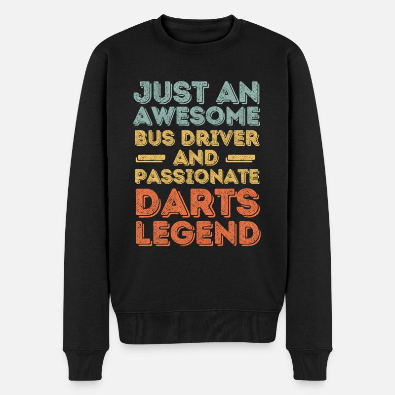 Chauffeur de bus Darts rétro - Pull Premium bio Homme - noir