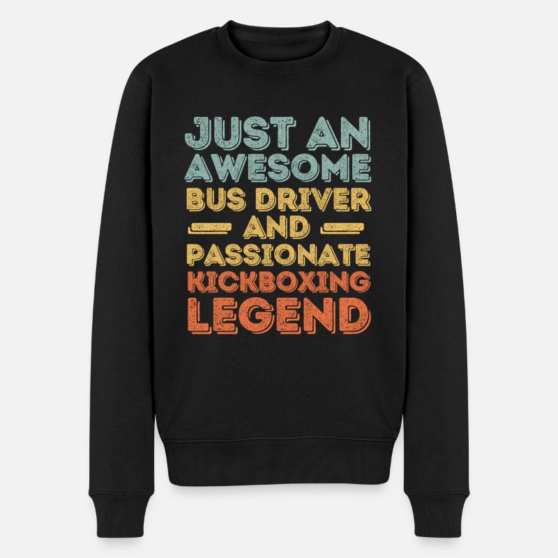 Busfahrer Kickboxen retro - Männer Premium Bio Pullover - Schwarz