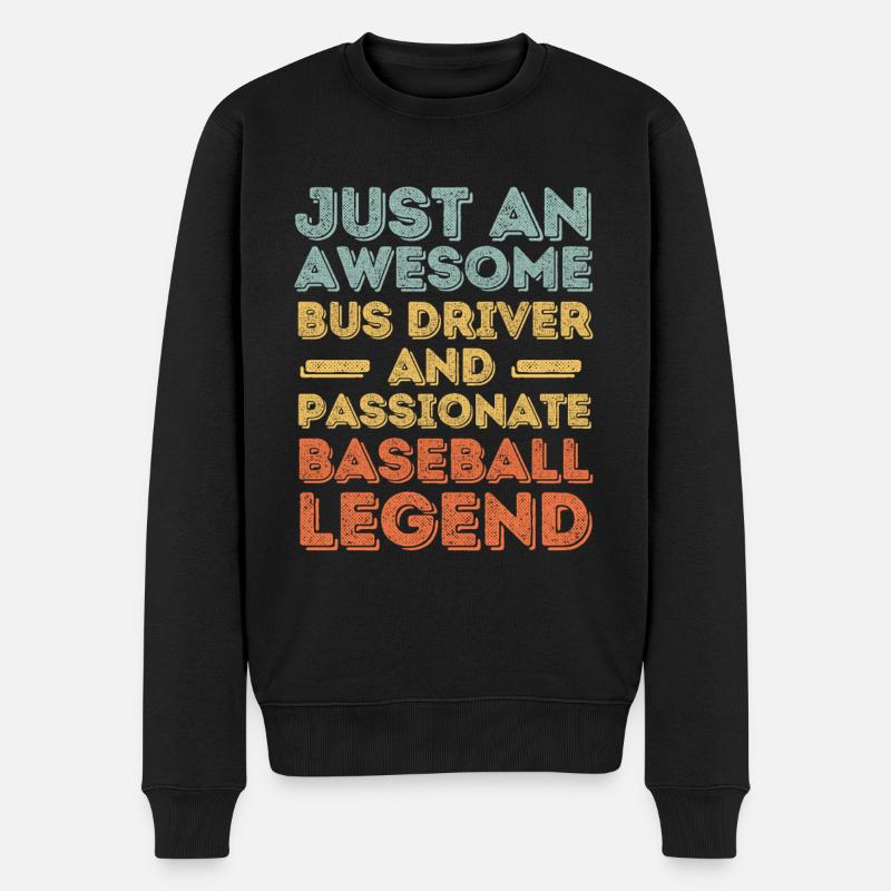 Chauffeur de bus baseball rétro - Pull Premium bio Homme - noir