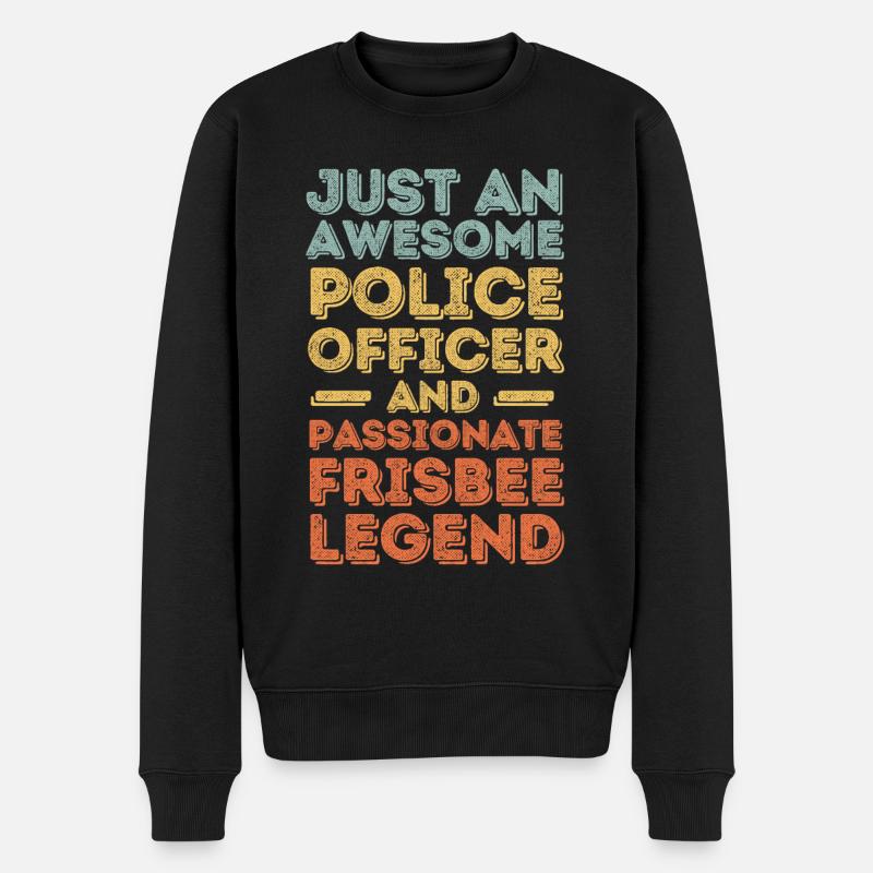 Polizist Frisbee retro - Männer Premium Bio Pullover - Schwarz