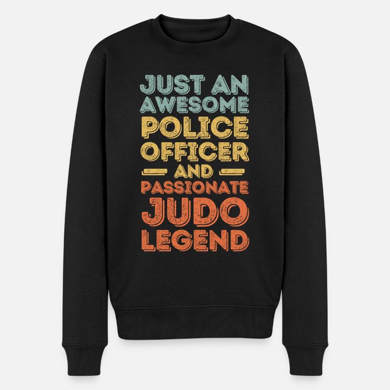 Polizist Judo retro - Männer Premium Bio Pullover - Schwarz