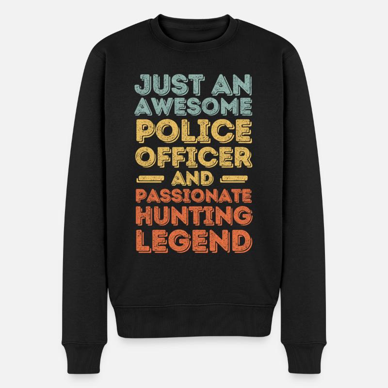 Policier à la chasse rétro - Pull Premium bio Homme - noir