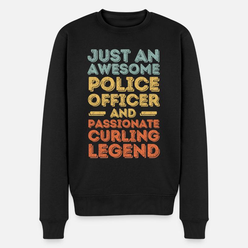 Policier Curling rétro - Pull Premium bio Homme - noir