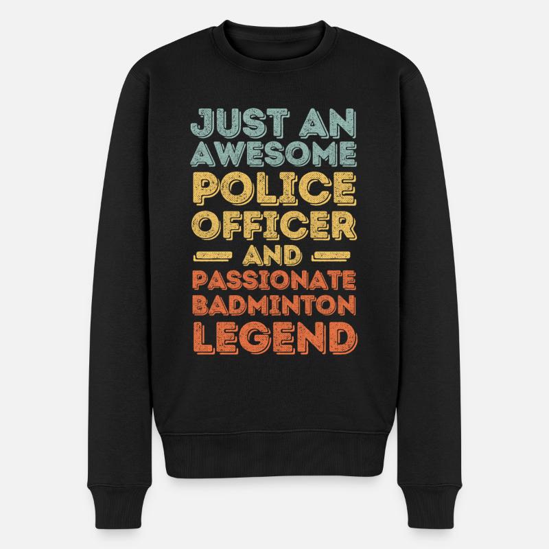 Policier Badminton rétro - Pull Premium bio Homme - noir