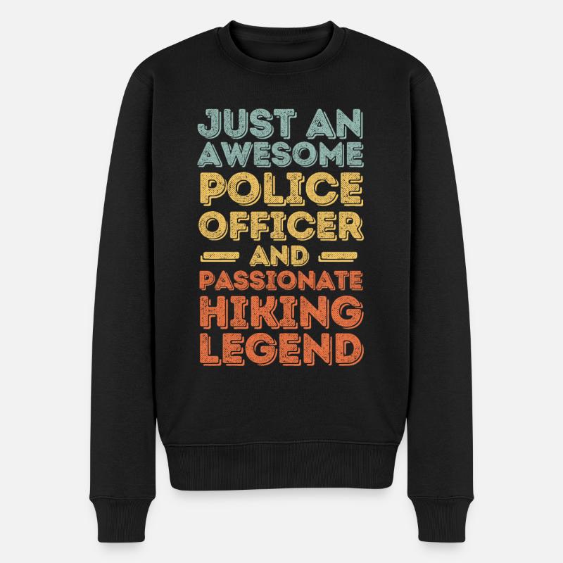 Polizist Wandern retro - Männer Premium Bio Pullover - Schwarz
