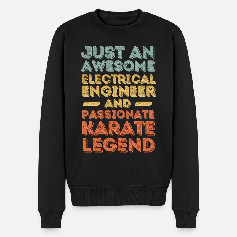 Ingénieur électricien Karaté rétro - Pull Premium bio Homme - noir