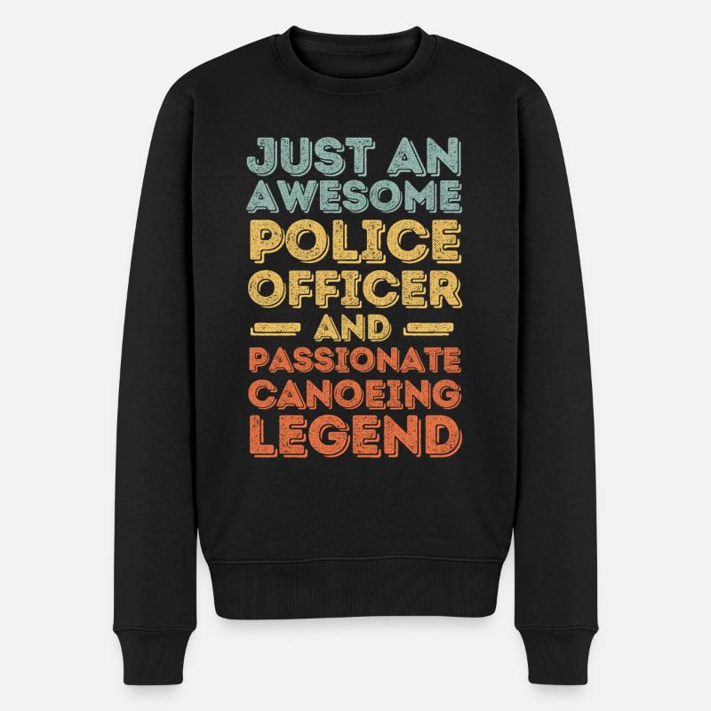 Policier canoë rétro - Pull Premium bio Homme - noir