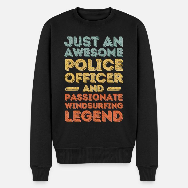 Polizist Windsurfen retro - Männer Premium Bio Pullover - Schwarz