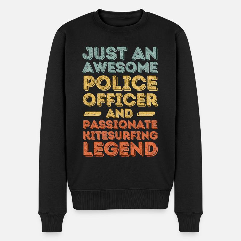 Policier Kitesurf rétro - Pull Premium bio Homme - noir