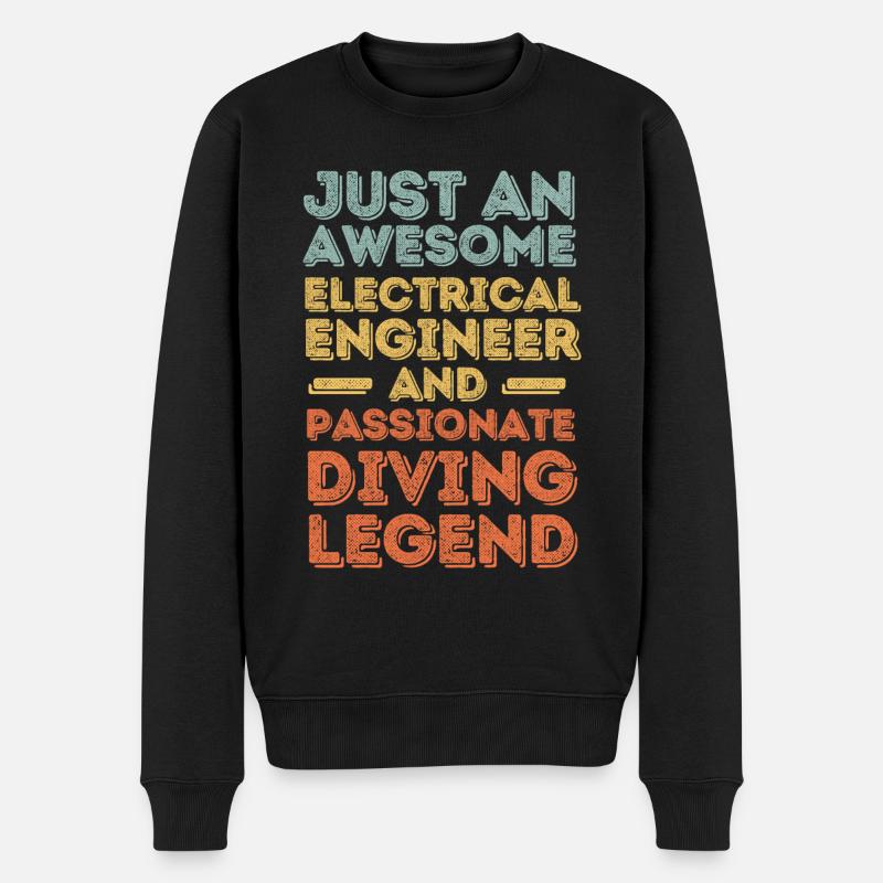 Ingénieur électricien Plongée rétro - Pull Premium bio Homme - noir