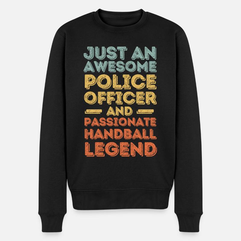 Policier Handball rétro - Pull Premium bio Homme - noir