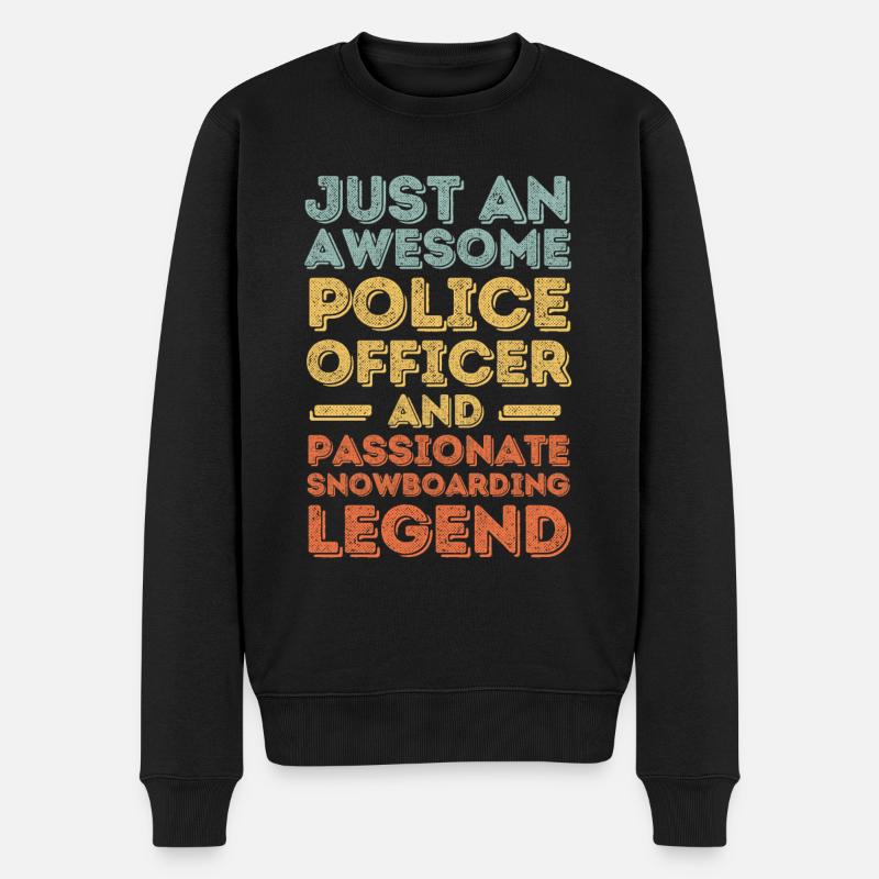 Policier Snowboard rétro - Pull Premium bio Homme - noir