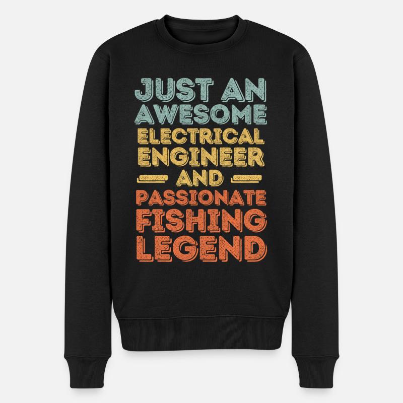 Ingénieur électricien pêche rétro - Pull Premium bio Homme - noir