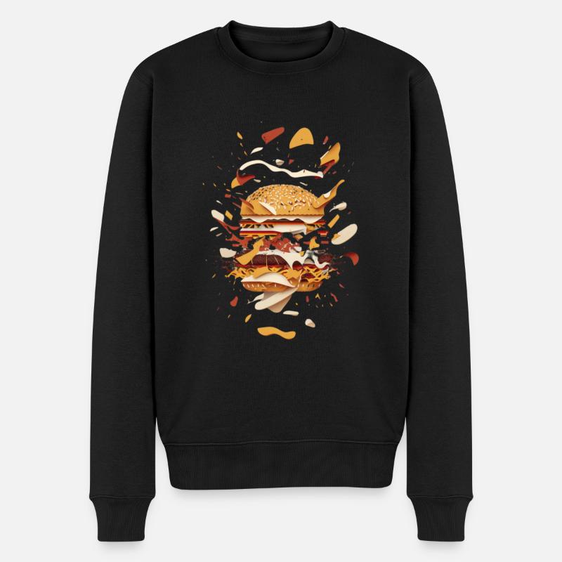 Burger a explosé | Burger déconstruit - Pull Premium bio Homme - noir