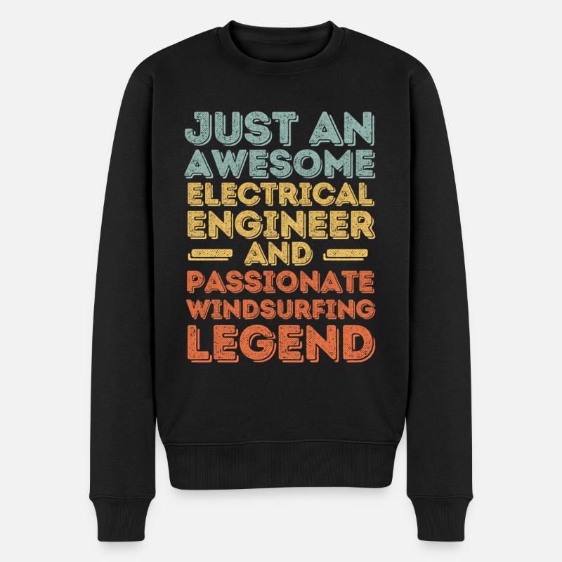 Electrical engineer windsurfing retro - Men's Premium Organic Jumper - black