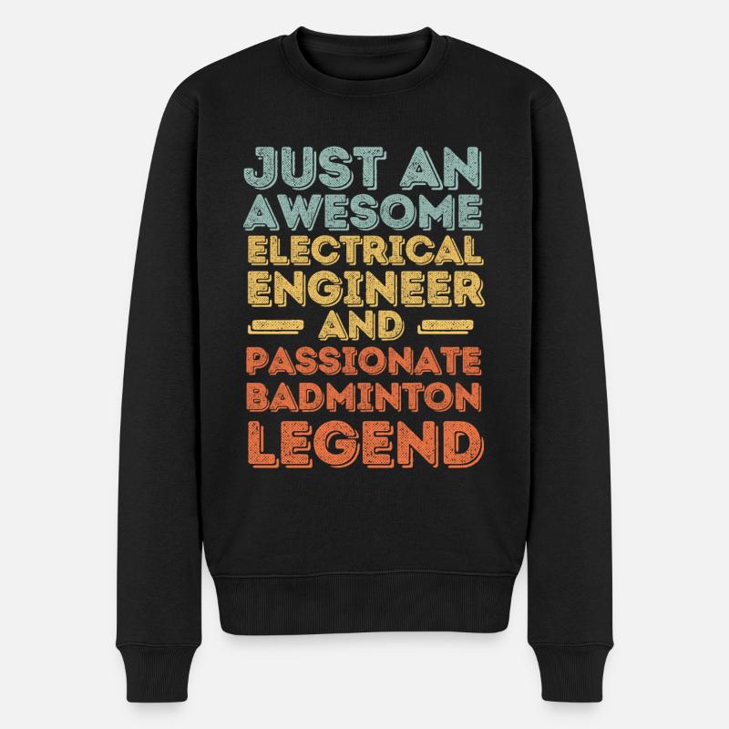 Ingénieur électricien Badminton rétro - Pull Premium bio Homme - noir