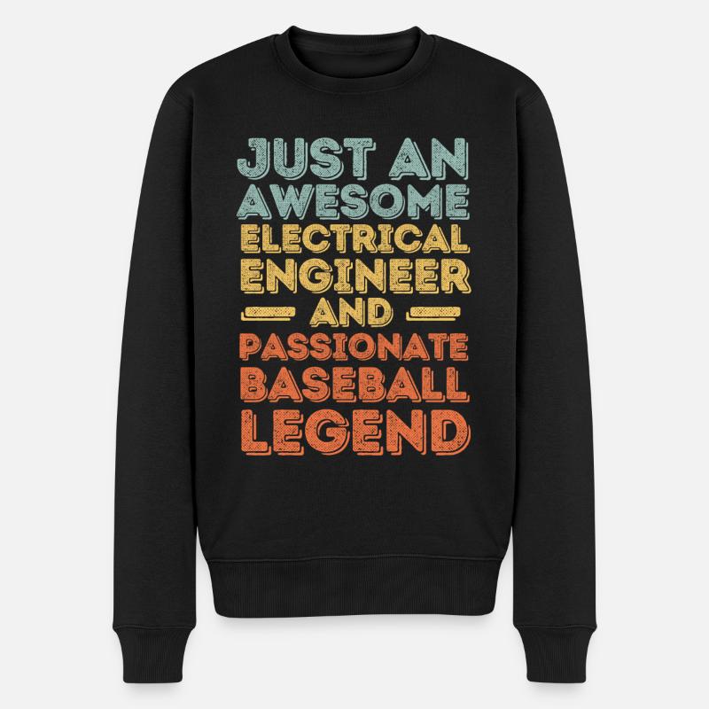 Ingénieur électricien baseball rétro - Pull Premium bio Homme - noir