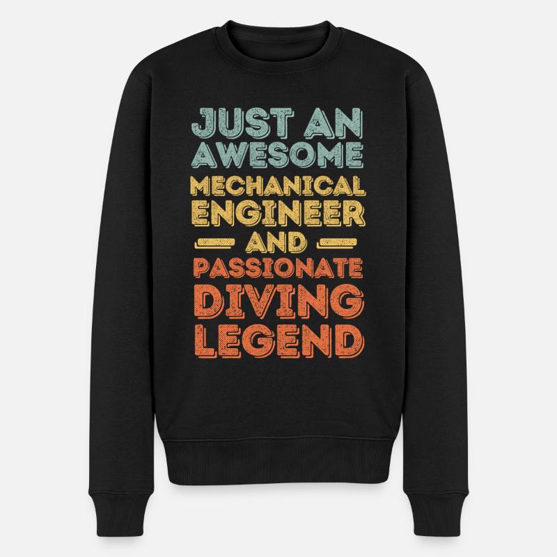 Ingénieur Mécanique Plongée rétro - Pull Premium bio Homme - noir