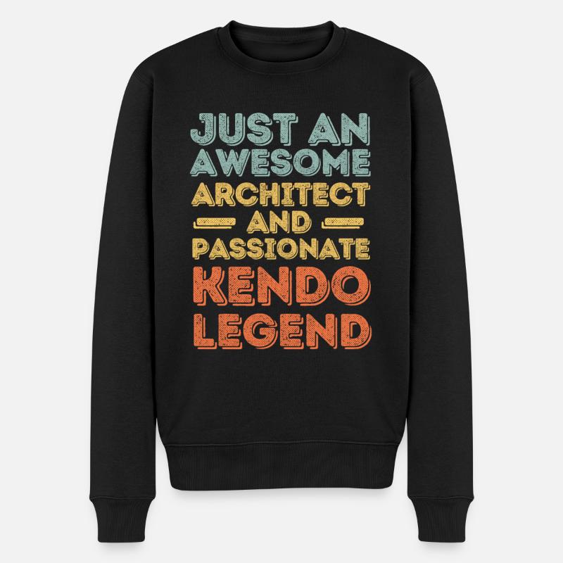 Architekt Kendo retro - Männer Premium Bio Pullover - Schwarz