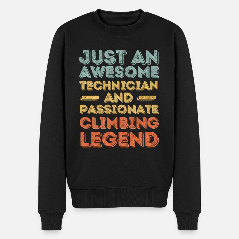Technicien escalade rétro - Pull Premium bio Homme - noir
