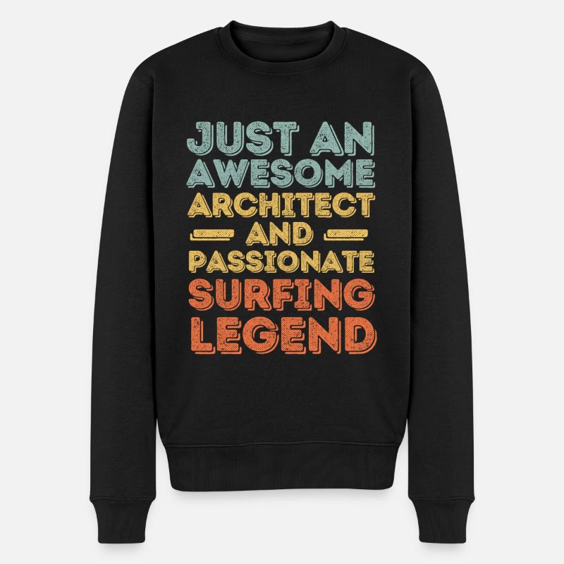 Architecte Surf rétro - Pull Premium bio Homme - noir