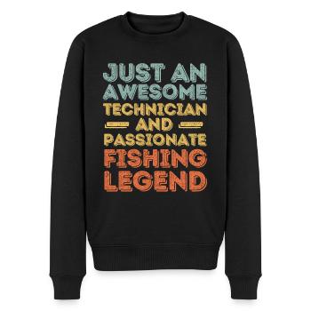 Technicien pêche rétro - Pull Premium bio Homme - noir - Devant - Nico (187cm)