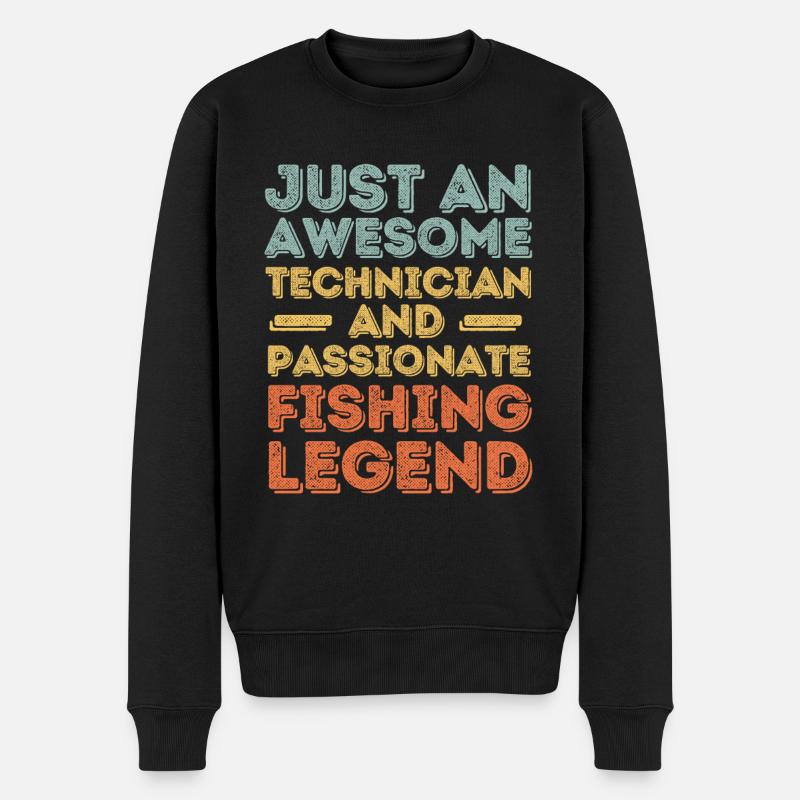 Techniker Angeln retro - Männer Premium Bio Pullover - Schwarz