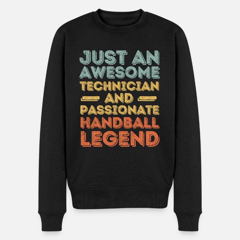 Technicien Handball rétro - Pull Premium bio Homme - noir