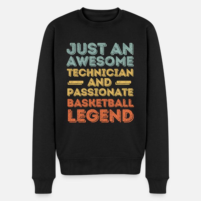 Technicien Basketball rétro - Pull Premium bio Homme - noir