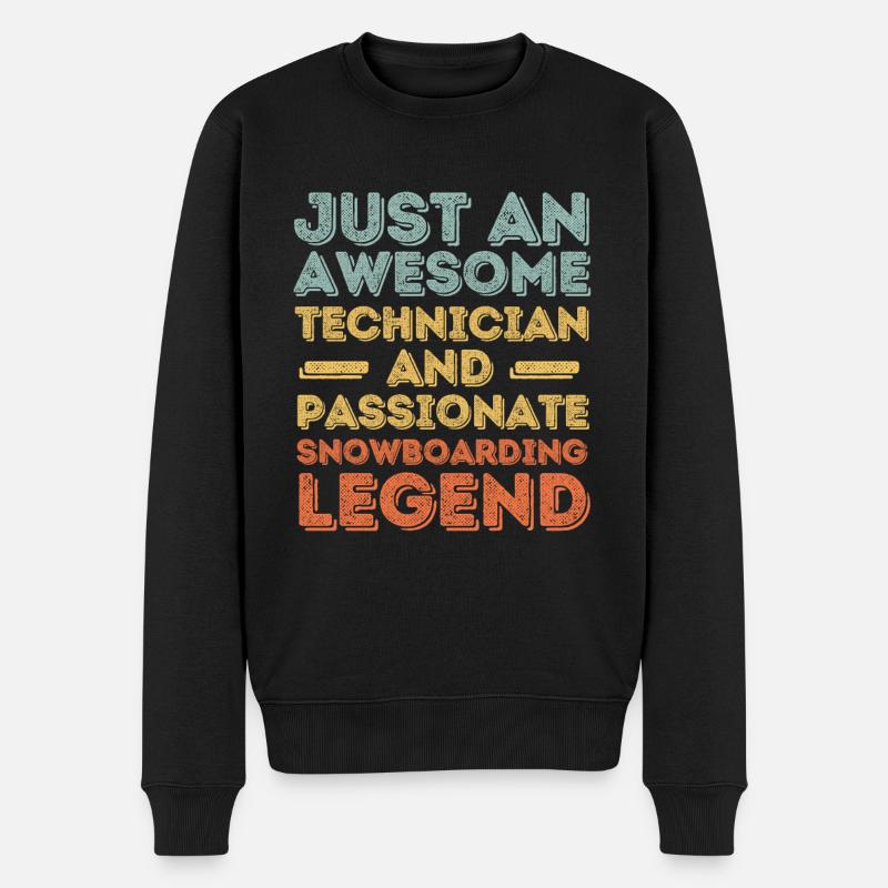Techniker Snowboard retro - Männer Premium Bio Pullover - Schwarz