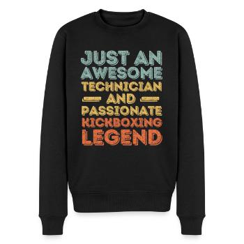 Techniker Kickboxen retro - Männer Premium Bio Pullover - Schwarz - Vorne - Nico (187cm)
