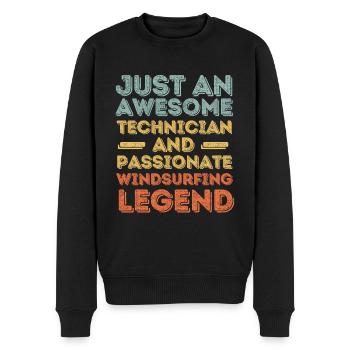 Techniker Windsurfen retro - Männer Premium Bio Pullover - Schwarz - Vorne - Nico (187cm)