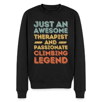 Therapeut Klettern retro - Männer Premium Bio Pullover - Schwarz - Vorne - Nico (187cm)