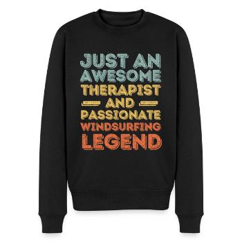 Therapeut Windsurfen retro - Männer Premium Bio Pullover - Schwarz - Vorne - Nico (187cm)